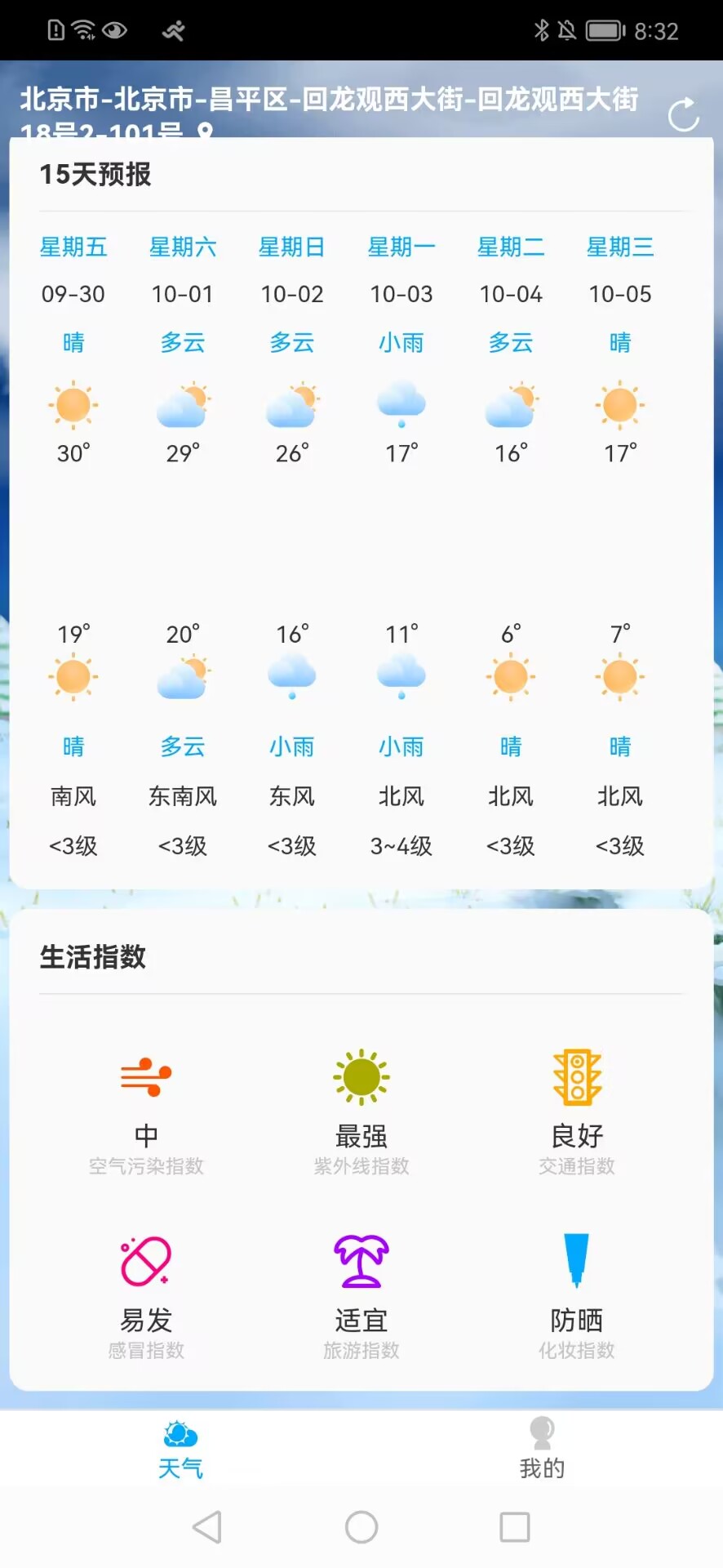 朝阳天气截图